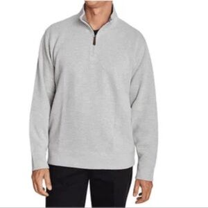Lands' End Men's Light Gray Quarter Zip-Up Sweater
